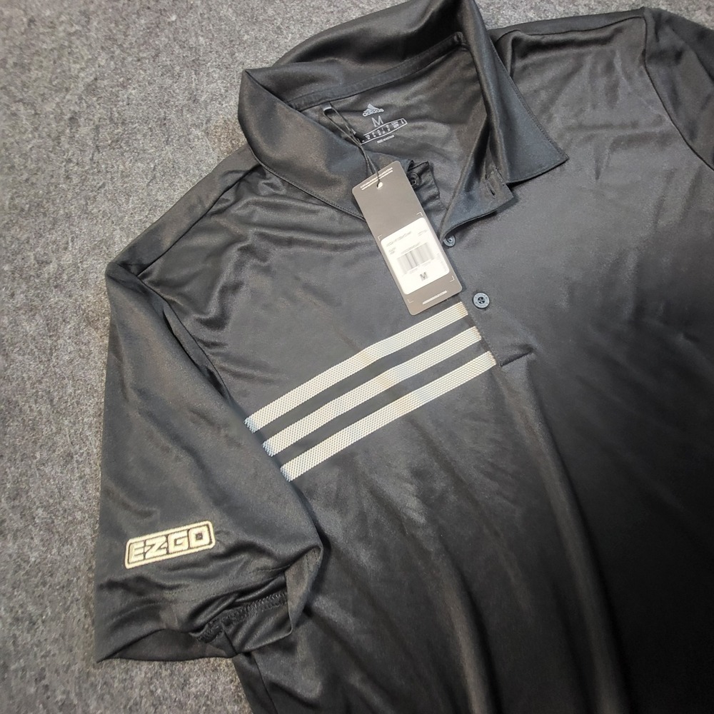 Adidas Golf Polo Shirt Mens M Black EZ-GO Short Sleeve New Black UPF 50